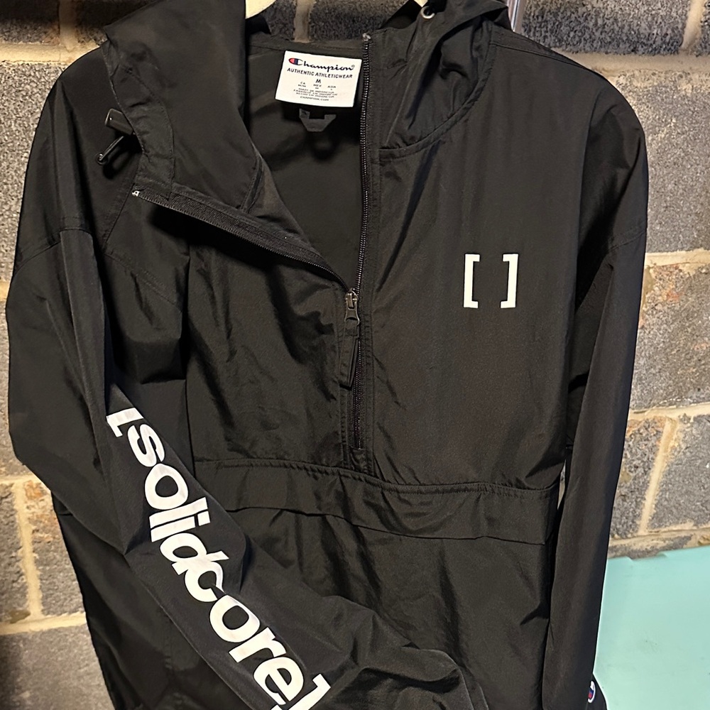 Champion Solidcore Black Windbreaker Jacket M